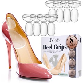 Ballotte Premium Silicone Heel Pads for Shoes. Soft Heel Grips or Inserts for Big Shoes, Alleviates Slipping & Discomfort, Comfortable Cushioning for High Heels, 8-Pack (Natural)