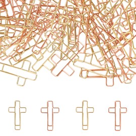 60PCS Cross Paper Clips Bible Bookmark Rose Gold Paper Clips Book Marks for Bibles Study Supplies Bible Study Kit Bibles Tabs Cute Binder Clip Christian Accessories Christian Gifts for Women