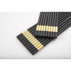 Hiware 10 Pairs Fiberglass Chopsticks - Reusable Chopsticks Dishwasher Safe, 9 1/2 Inches - Gold