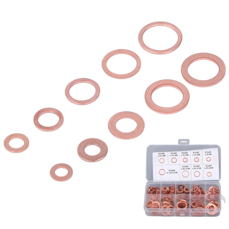 200Pcs Oil Drain Plug Gasket Red Copper Heating Processing 9