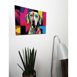 The Plum Penguin Weimaraner Pop Art Wooden Wall Art 2-Piece A4 MDF Set with Bright Colourful Design Canvas Alternative 40 x 30cm