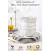 FOBENTA 18 Piece Embossed Dinnerware Sets for 6, Scratch-Resistant Plates