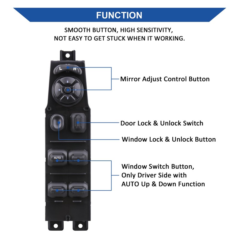 Obaee Master Window Switch Power Control Button Front Left Driver