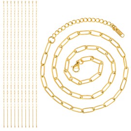 10Pcs Gold Paperclip Charm Necklaces for Women Jewelry Vintage Toggle Necklace Chains Bulk Gold Plated Charm Necklace Chains Gold Dainty Layering Chains 16inch Gold Paperclip Chain Necklaces
