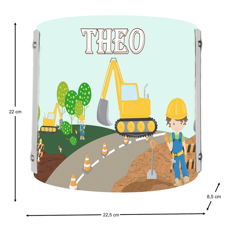 CreaDesign WA-1084, Bagger, Kinderzimmer Wandlampe personalisiert mit Namen, Nachtlicht/Schlummerlicht für