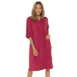 Ladies Undercover Zip Towelling Robe LN728 Wine 10-12