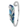 Open Ring S925 Sterling Silver Dazzling Platinum Blue Green Gradient