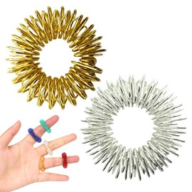MIETONG Pack of 2 Acupressure Rings - Massage Rings for Fingers, Acupressure Ring, Spiky Sensory Finger Rings, Finger Massage Ring Set for Stress Reducer and Promote Blood Circulation