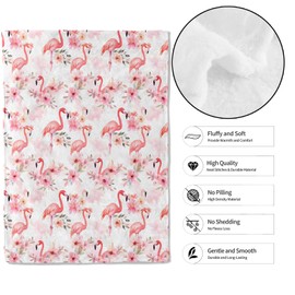 MIEPOS Cute Flamingo and Floral Throw Blanket,40x50in,Soft,Lightweight Flannel,Tropical Flower Blankets - Gifts for Kids Women Girls,for Couch Office Travel,Home Living Room Modern Summer Decor