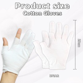 Lilbitty 3 Pairs Cotton Gloves for Dry Hands, Moisturising Gloves for Dry Hands, Moisturising Gloves, Overnight Cotton Gloves, White