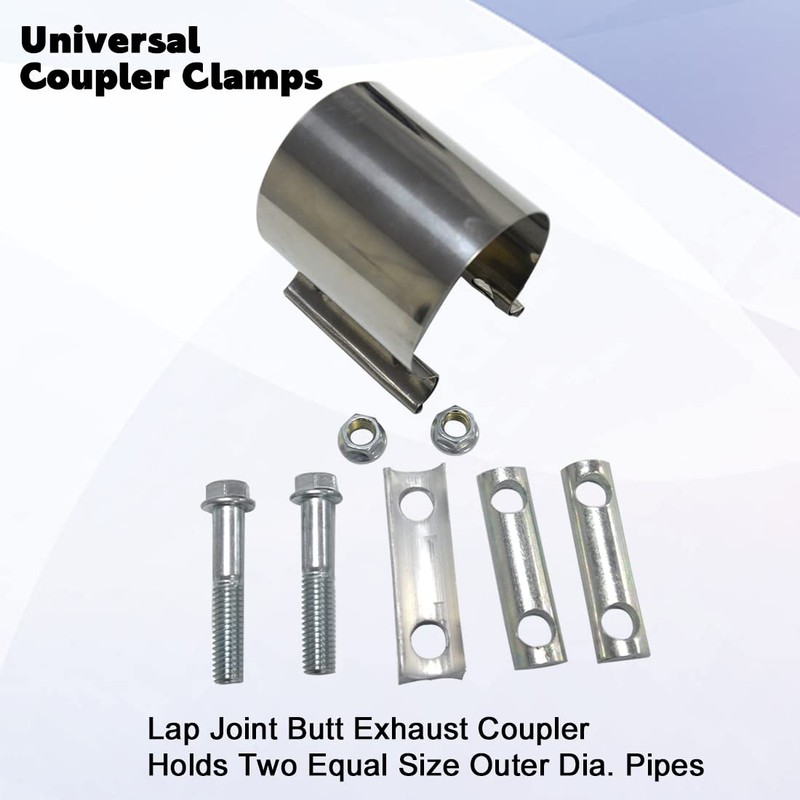 Elifecenter ID 2-1/2 Inch Lap Joint Butt Exhaust Clamp, Stainless
