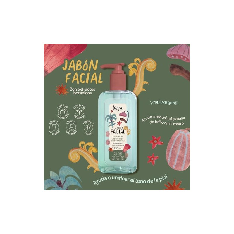YUYA Jabón Facial Líquido con Árbol de Té y Raíz
