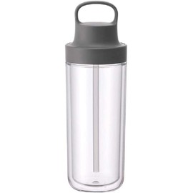 KINTO (Kinto) TooGo Bottle 16.2 fl oz (480 ml) Dark Gray with Straw Lightweight Dishwasher Safe Double Structure 20075