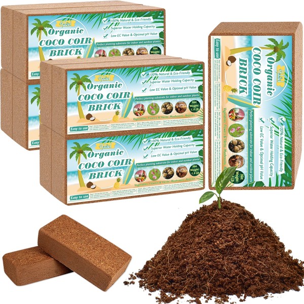 Halatool 9PCS Organic Coconut Coir Brick Compressed Coco Coir Bricks