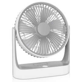 mollie 7'' Small USB Fan Rechargeable, Portable Desk Fan, 4000mah 4-Speed Quie Desktop Fan with Nightlight, for Home Office Bedroom Travel Outdoor Gifts for Women Men, White