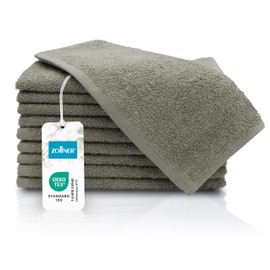 ZOLLNER Set of 10 Guest Towels, Small and Fluffy Hand Towels in 30 x 50 cm, Washable up to 60 °C, Cotton, in Taupe, Hotel Quality, Oeko Tex® Certified