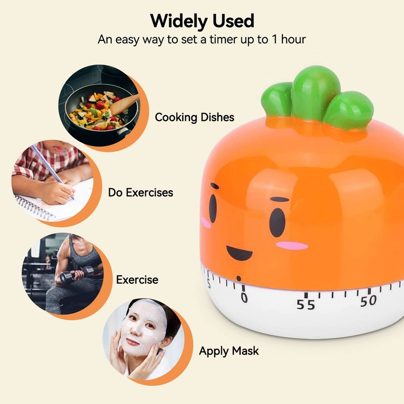 Kitchen Timer,60 Minute Egg Timer,Cartoon Lovely Carrot Kitchen Timer,Mechanical Kitchen