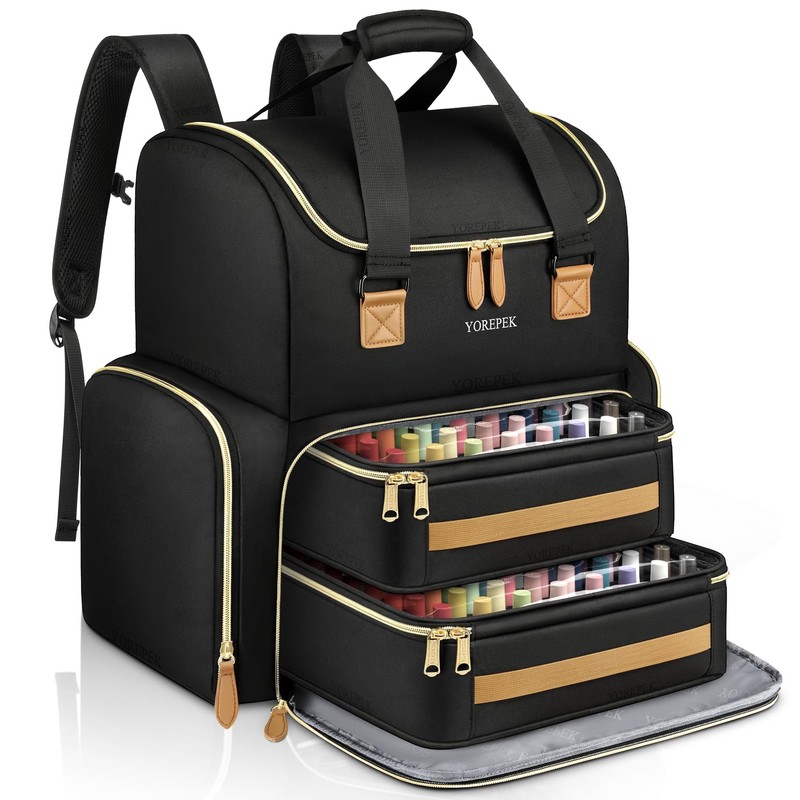 YOREPEK Extra Large Nail Polish Organizer Case Backpack Holds 96