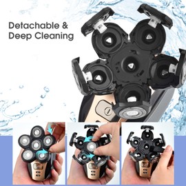 6D Blades Shaver Replacement Heads, Head Shavers for Bald Men Replacement Blades, with Shaving Brush & Shaver Cleaning Brushes, 3 Pack