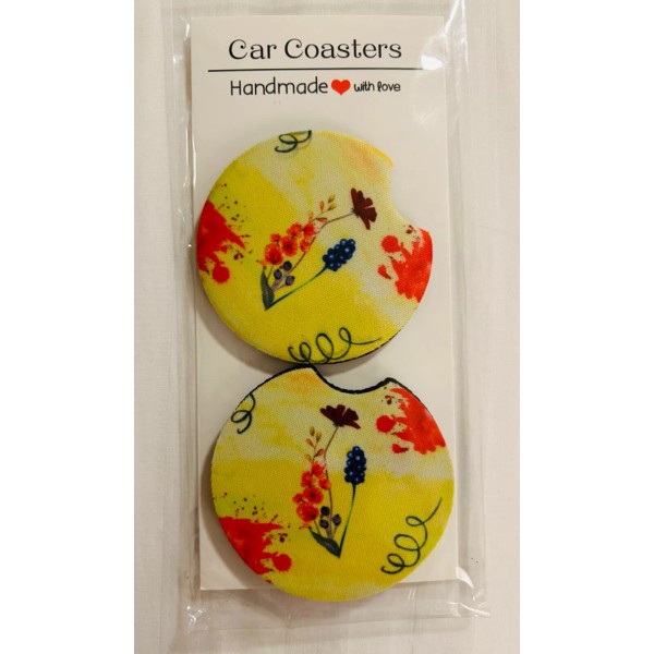 Unbranded Yellow flower car coaster set