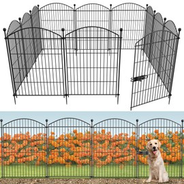 Decorative Garden Fence Animal Barrier with Gate 40 in(H)×26.2 Ft(L) 12 Panels, Dog Rabbit Fencing Arched Rustproof Metal No Dig Pet Outdoor Garden Fence for Yard, Patio, Flower Bed