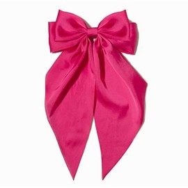 Generic Rose Pink & Cream 2PCS Satin Hair Bows Ribbon Accessories With Metal Clips for Women Girls Teens