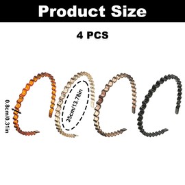 4PCS Wavy Headbands, Plastic Non-Slip Headbands for Women, Flexible Hair Comb, Stylish Hair Accessories