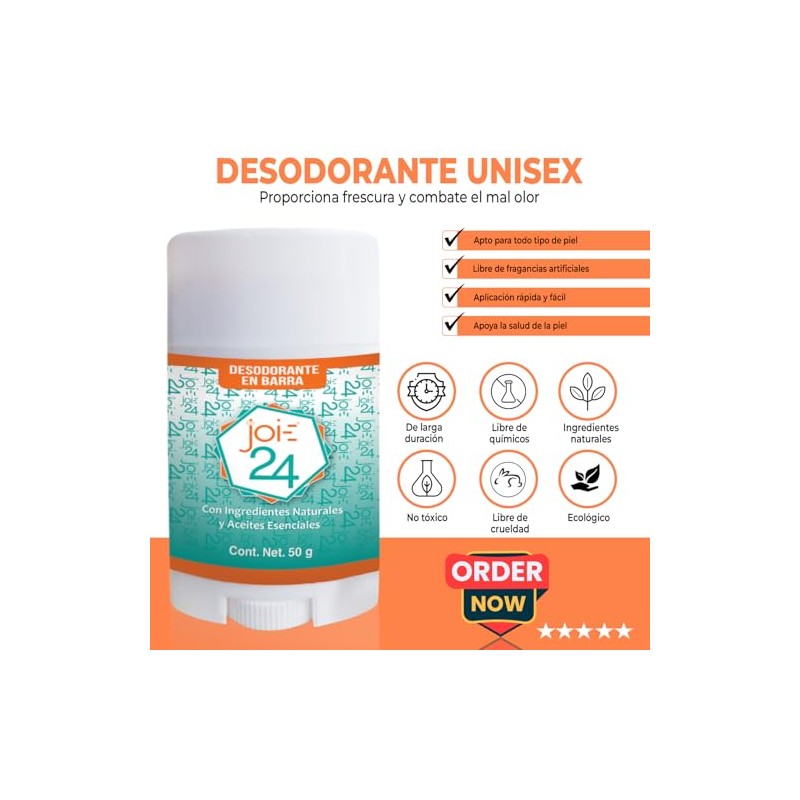 Desodorante Unisex Natural En Barra Con aceites Esenciales Aloe Vera