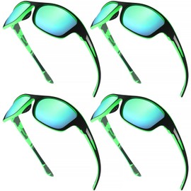 TOODOO 4 Pairs Men Polarized Sunglasses with UV Protection Driving Glasses Sports for Sport Outdoor Activities (Green)