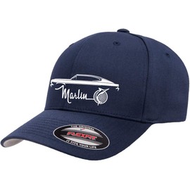 1965 1966 AMC Marlin Outline Design Flexfit 6277 Athletic Baseball Fitted Hat Cap Navy L/XL