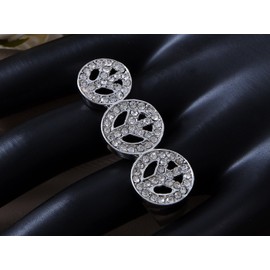 Alilang Two Finger Peace Sign Ice Cold Clear Bling Crystal Rhinestone Retro Style Ring