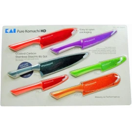 Komachi Pure Komachi HD - 6 Coated Carbon Stainless Steel Knives with Matching Sheaths