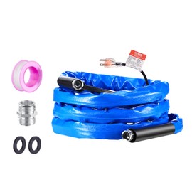 VEVOR 15ft Heated Water Hose for RV, Heated Drinking Water Hose with Corrugated Cover Antifreeze to -45°F, Automatic Self-regulating, 5/8" I.D. with 3/4" GHT Adapter, Lead and BPA Free