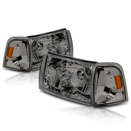 2Pcs Headlight Assembly Set Compatible with Ford Ranger 01-11 | Headlamps with Smoked Lens Amber Corner