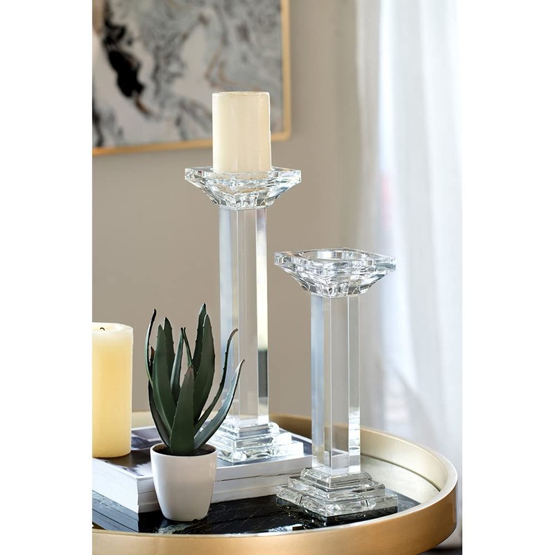 A&B Home Leon Crystal Pillar Candle Holder, Medium, 11-Inch, Medium/11