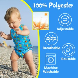 Babygoal Baby Swim Diapers 3 Pack for 0-8 Months Infant Girls and Boys, Reusable Adjustable Washable for Swimming Lessons-Pineapple,Lemon,Grapefruit