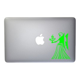 Virgo Zodiac Symbol Silhouette 6th Sign Maiden - 5 Inch Neon Green Vinyl Decal for Macbook, Laptop or other device