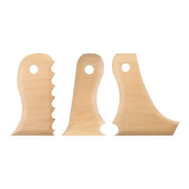 sourcing map 3pcs Pottery Ribs Trimming Tools Beech Pottery Profile Wave Curved Bundle Foot Shaper Texture Rib Beech Wood for Carving Ceramics Clay