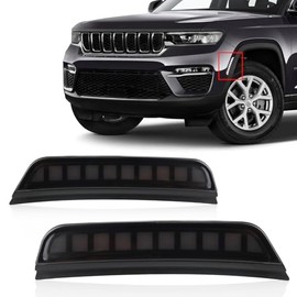 GEEGEETOP Smoked Lens Switchback White/Amber LED Side Marker Bumper Light DRL Turn Signal lamp Assembly Compatible with Jeep Grand Cherokee 2022 2023 2024 Laredo Altitude Limited Overland Summit