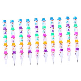 Operitacx 10pcs Snowman 5 Section Pencil Kids Stationary Stackable Colored Pencils Novelty Christmas Pencils Kids Pencils Kid Pencils Korean Stationery No Cutting Writing Pen Plastic Student