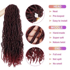 Beyond Beauty 6 Packs 24 Inch Pre-Looped Nu Faux Locs Crochet Hair, Soft Dreadlocks, Braiding Hair, Goddess Faux Locs Synthetic Hair Extensions (#TBug)