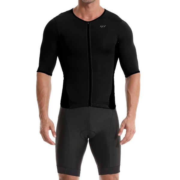 Wulibike Men's Trisuit Short Sleeve Triathlon Suit,Breathable and Quick Drying