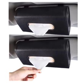2 Pcs Sun Visor Tissue Case Holder Fits Regular to Slim Box Car Tissue Case for Car Tissue Holder Easy Installation Luxury PU Leather Sun Visor Black (Black) WALKS JAPAN