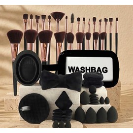 Set de brochas para maquillaje profesional con 51 piezas. 51PCS Set de Brochas, Incluye Washbag, Acabado Profesional.
