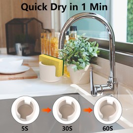 PENGARO Diatomite Sponge Holder for Kitchen Sink, 3x2.5inch Quick Drying Stone Sponge Holder Kitchen Organizer Water Absorbing Sink Caddy Dish Sponge Holder for Kitchen Soap Dishes Organizer, Beige