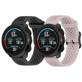Compatible with SUUNTO OCEAN bands, 20mm, 22mm Silicone band with Metal Buckle Compatible with SUUNTO OCEAN, RACE, RACE S, VERTICAL, 9 PEAK, 9 PEAK PRO, 5 Peak, 3 Smartwatch (2 Pack-Black+Pink, 20mm size band)