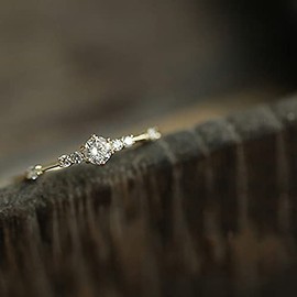 4mm 14K Gold Plated CZ Wedding Bands for Women Dainty Love Heart Stackable Cubic Zirconia Half Eternity Engagement Rings for Her Wedding Eternity Band Trendy Simple Baguette Ring Size 8