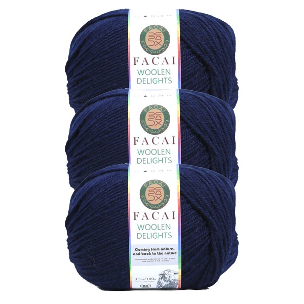 Facai Blend Merino Wool Yarn for Knitting - Worsted Weight,197yds