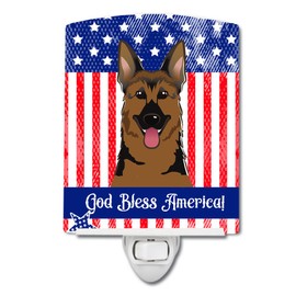 Caroline's Treasures BB2141CNL American Flag and German Shepherd Ceramic Night Light Compact, UL-Certified, Ideal for Bedroom, Bathroom, Nursery, Hallway, Kitchen, 6x4x3, Multicolor