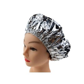 6 Pcs Aluminum Foil Hair Caps Hair Dye Color Caps Reusable Hair Processing Caps Deep Conditioning Caps Elastic Spa Shower Cap for Home Salon Use